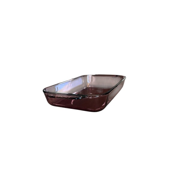 Collectible Kitchen, Pyrex Visions, Cranberry Glass Rectangular Pan, 11x7x1.5 - Picture 3 of 4